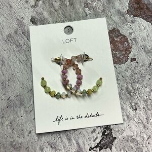 NWT LOFT Colorful Beaded Hoop Earrings